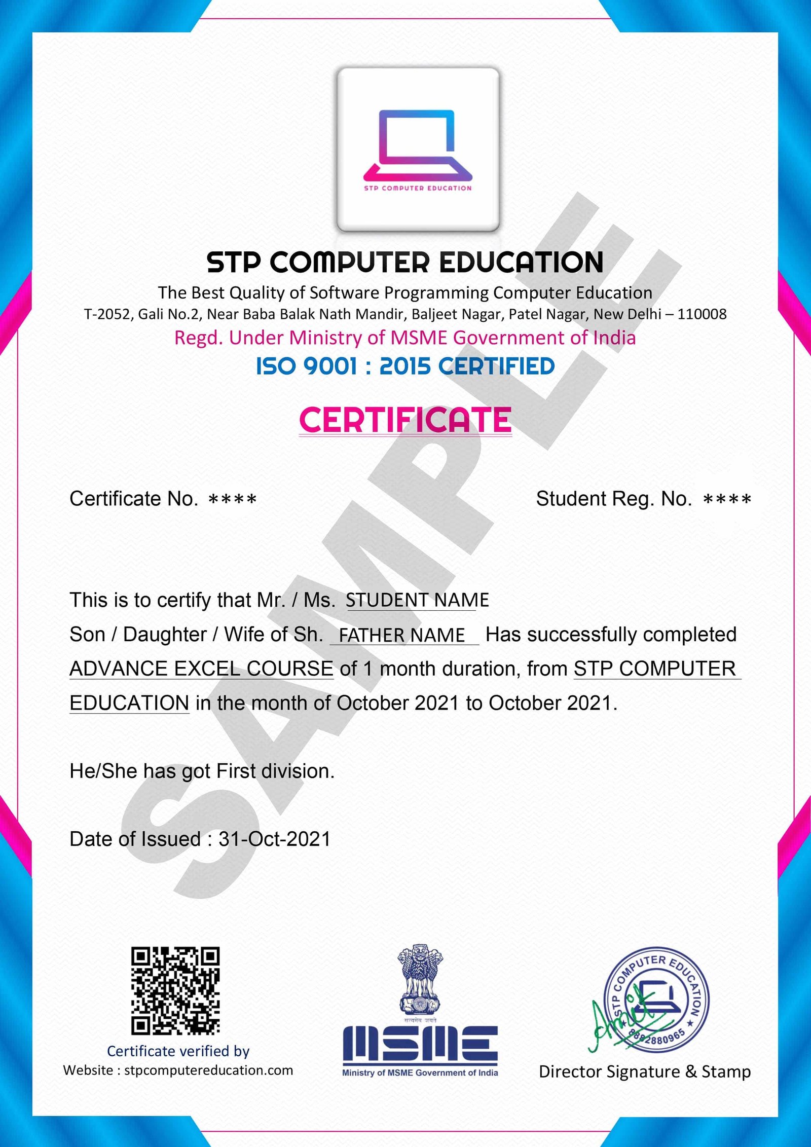 sample certificate